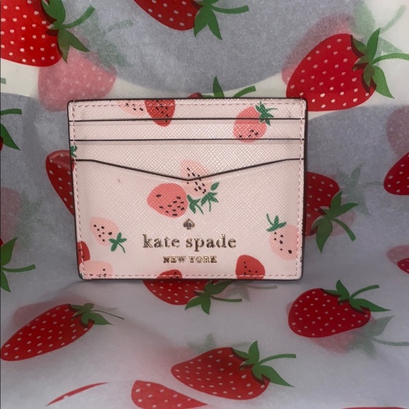 kate spade Accessories - NWOT 🏷 Kate Spade Pink Strawberry Card Holder